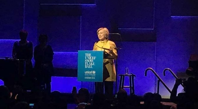 Hillary Clinton makes surprise appearance at Unicef Snowflake Ball